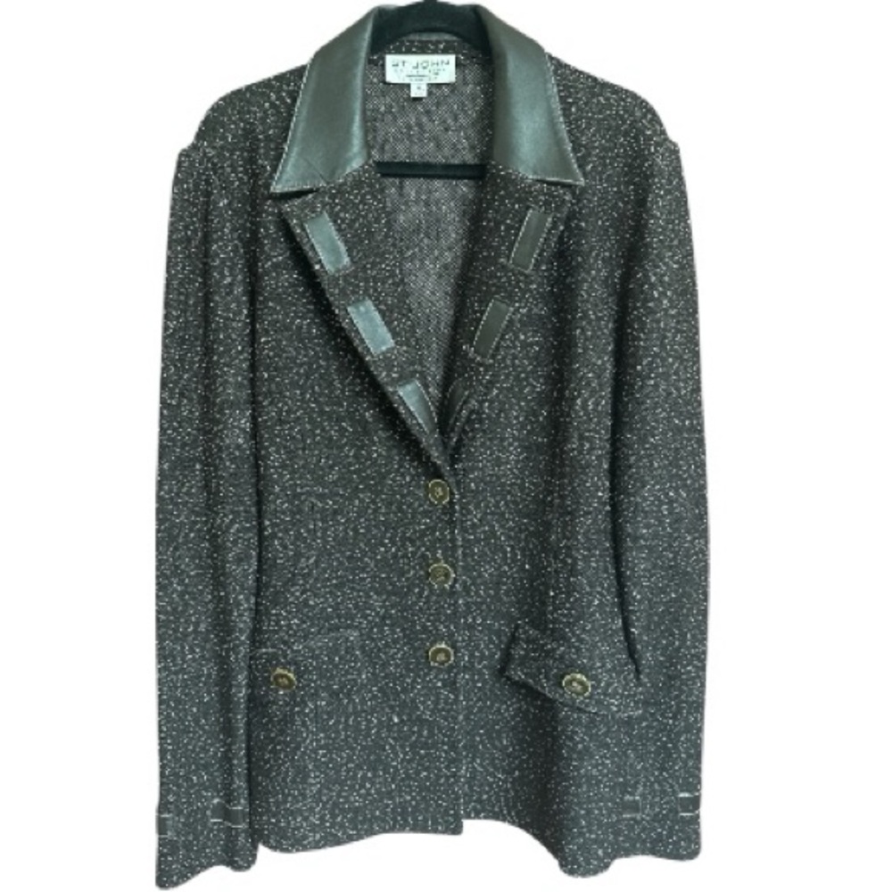 St. John Collection Marie Gray Women’s Santana Knit Jacket/Blazer Made in USA 16
